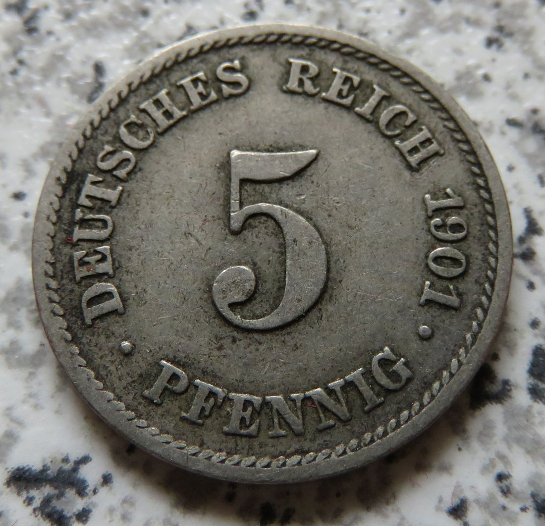  Kaiserreich 5 Pfennig 1901 E   