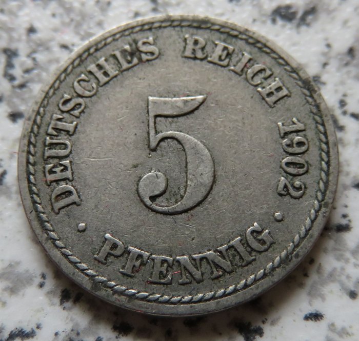  Kaiserreich 5 Pfennig 1902 A   