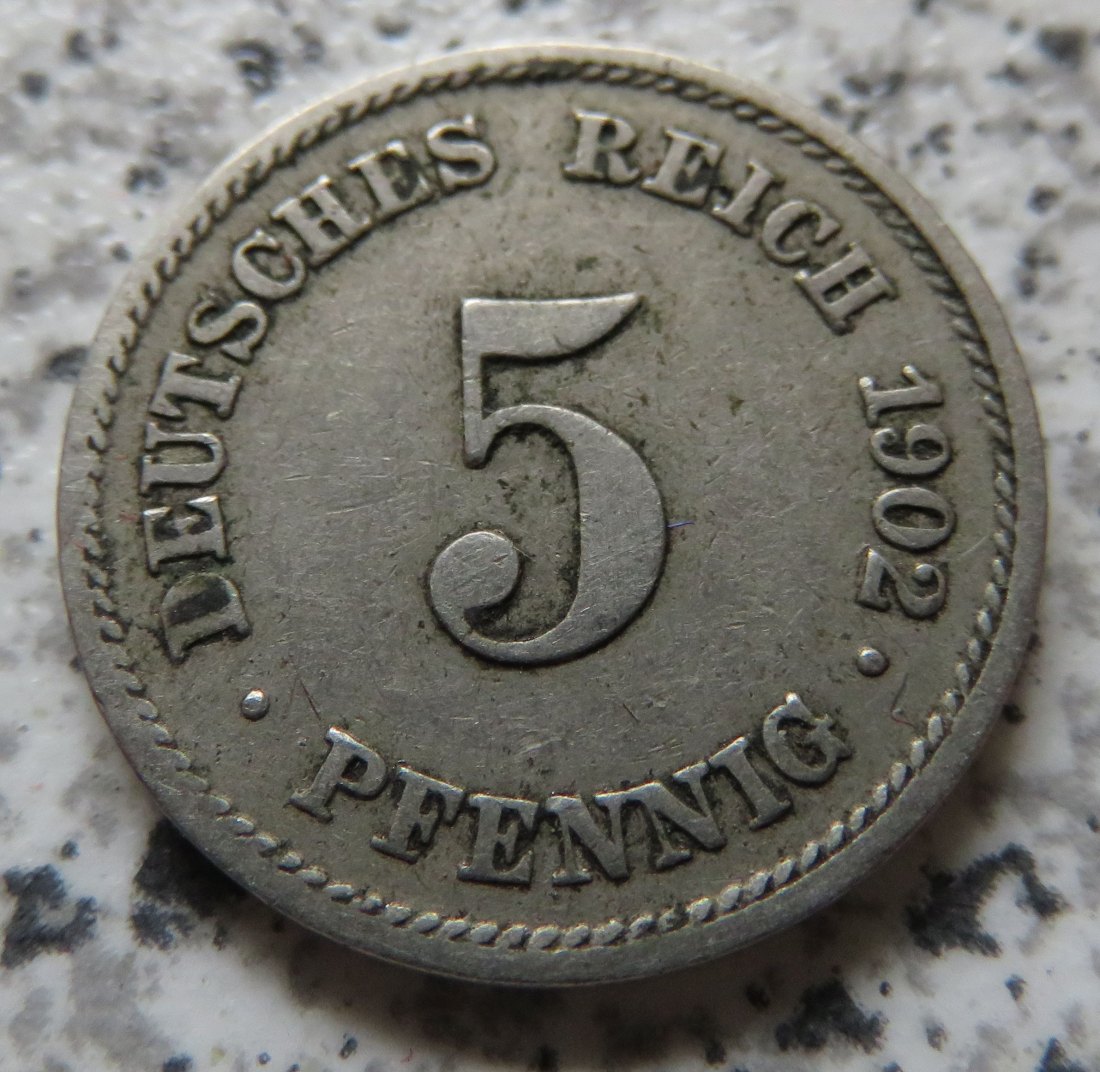  Kaiserreich 5 Pfennig 1902 E   