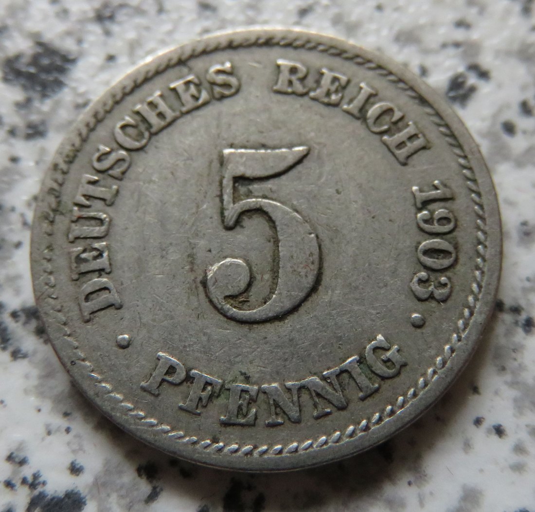  Kaiserreich 5 Pfennig 1903 E   