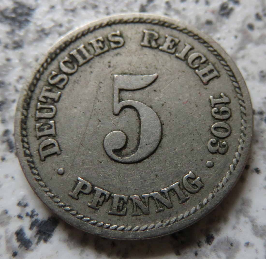  Kaiserreich 5 Pfennig 1903 E   