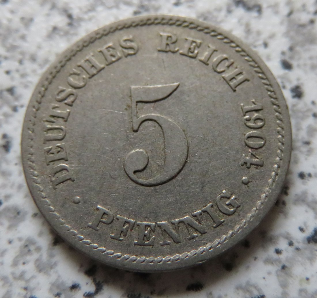  Kaiserreich 5 Pfennig 1904 E   