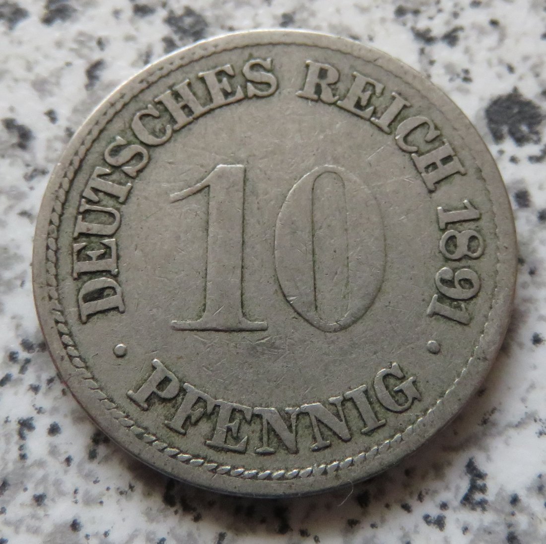 Kaiserreich 10 Pfennig 1891 F   