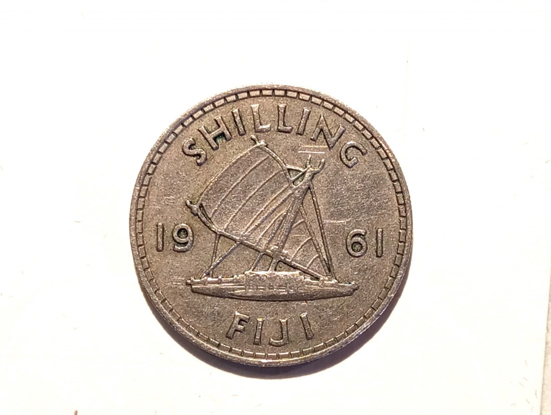  Großbritannien - Fidschi Inseln 1 Schilling 1961 vz Silber   