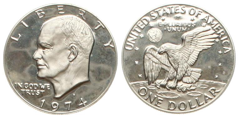  USA: One Dollar 1971, Eisenhower Dollar, pp in Kapsel!   
