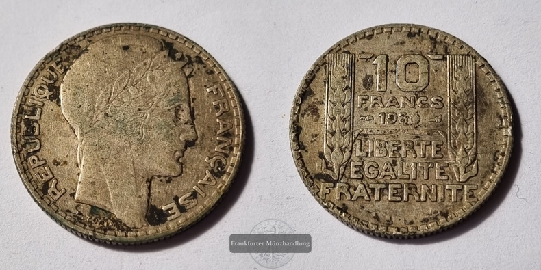  Frankreich  10 Francs  1930  FM-Frankfurt  Feinsilber: 6,8g   