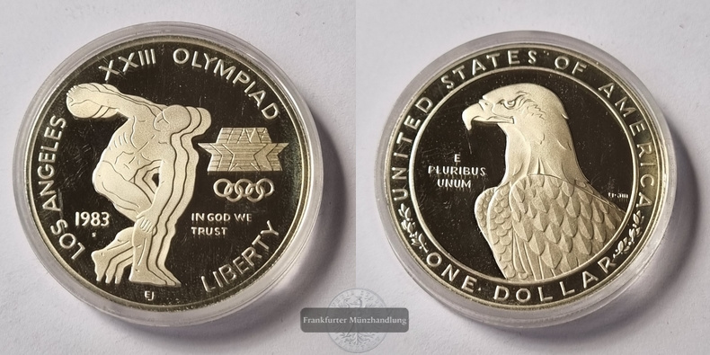  USA 1 Dollar San Francisco - 1983 XXIII Olympia FM-Frankfurt  Feinsilber: 24,06g   