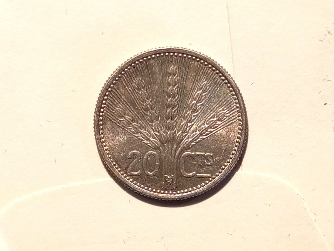  Uruguay 20 Centavos 1954  f.St    Silber   