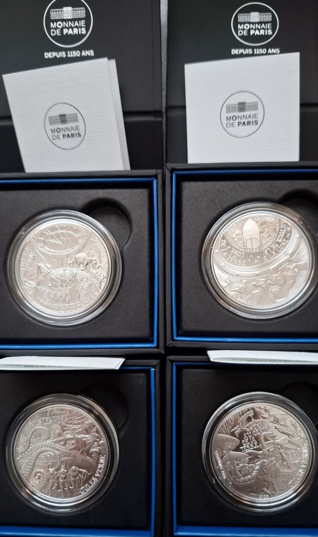  Frankreich 5 Silber Münzen komplett Set Jules Verne 2025 je .999 Ag   