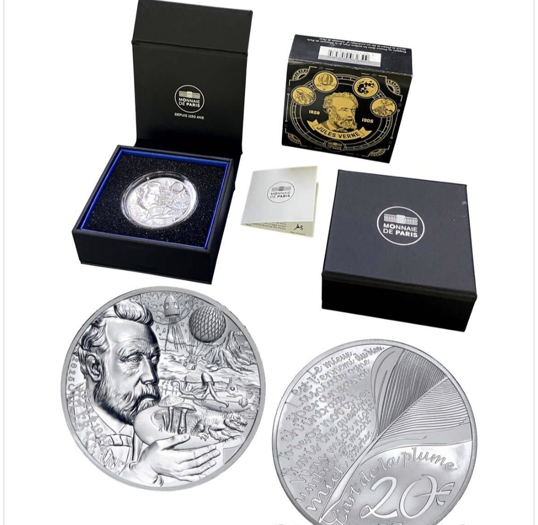  Frankreich 5 Silber Münzen komplett Set Jules Verne 2025 je .999 Ag   