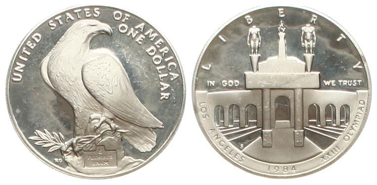 USA: 1 Dollar 1984, Olympia Los Angeles, stgl   