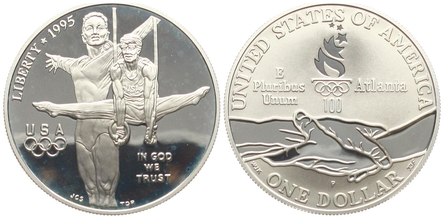 USA: ! Dollar 1995, Olympiade Atlanta, stgl   