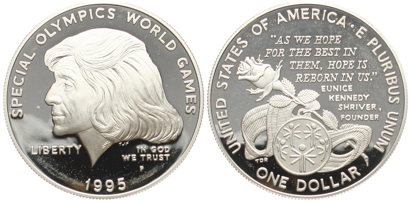  USA: 1 Dollar 1995, special Olympic World Games, stgl   