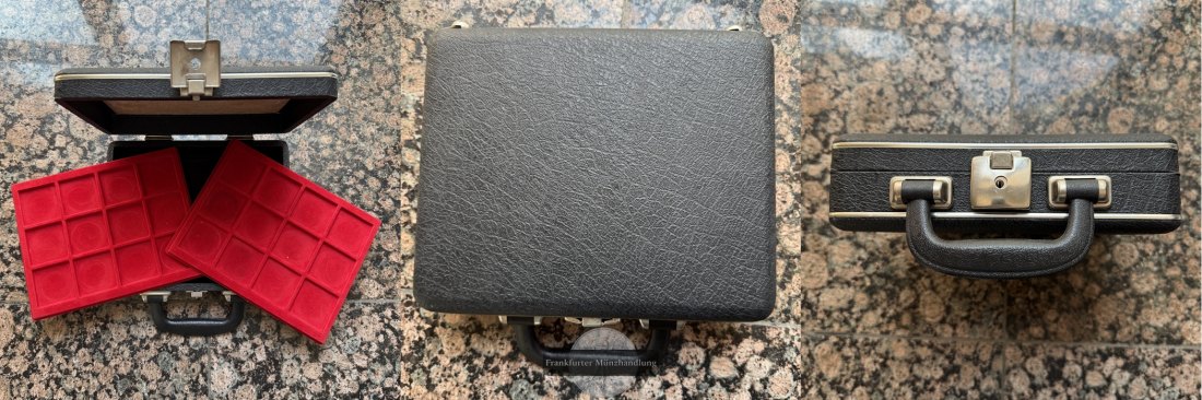  Kleiner Münzenkoffer 24 x 6,8 x 19,7cm / 2x 12 Fächer á  4,7 x 4,7cm FM-Frankfurt   