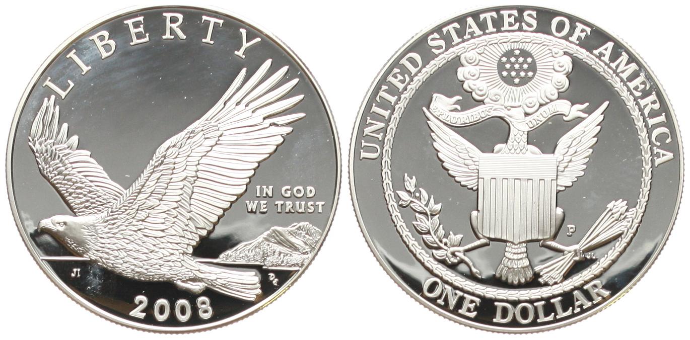  USA: 1 Dollar 2008, Weisskopfseeadler, stgl   