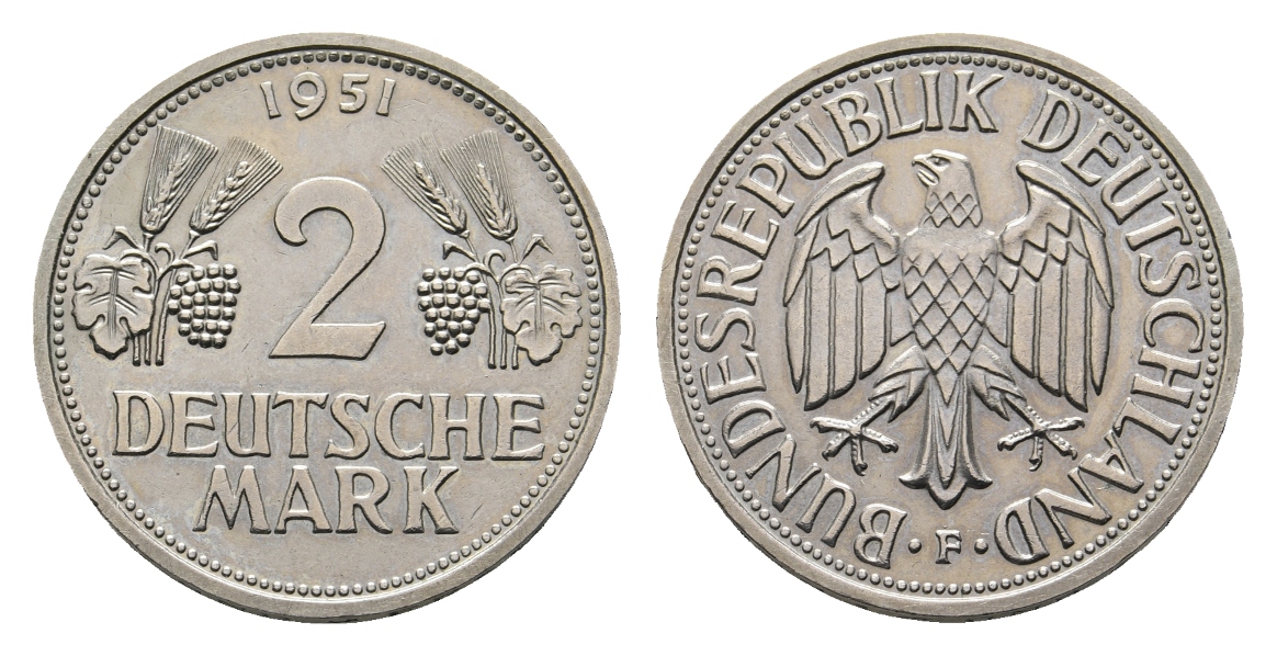  BRD; 2 Deutsche Mark 1951 F   