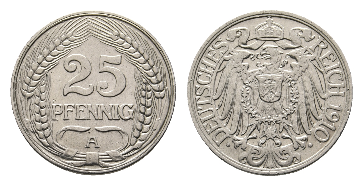  Kaiserreich; 25 Pfennig 1910 A   