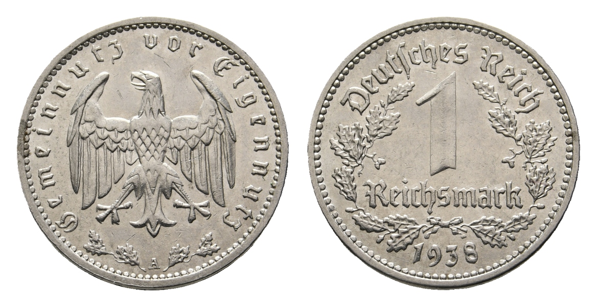  Drittes Reich; 1 Reichsmark 1938 A   