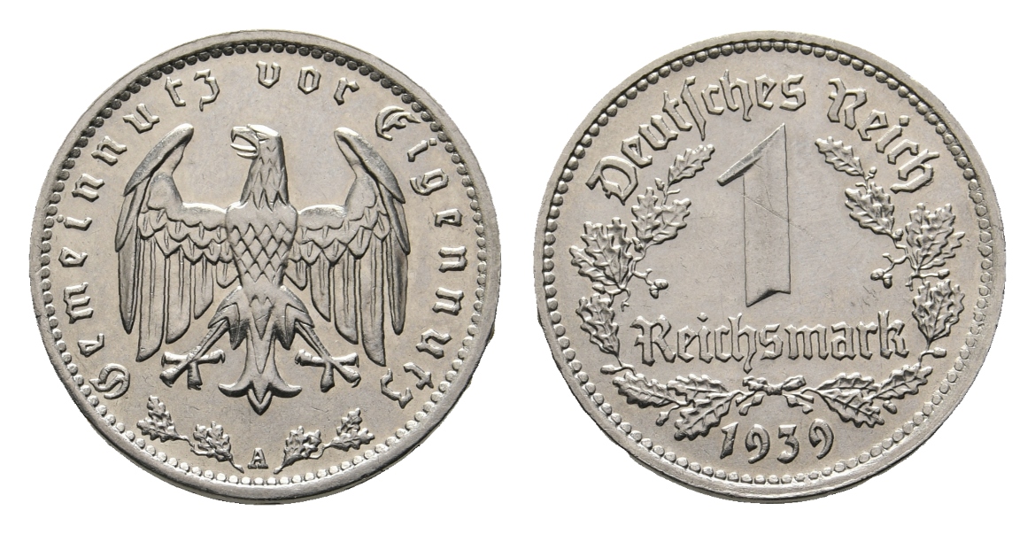  Drittes Reich; 1 Reichsmark 1939 A   