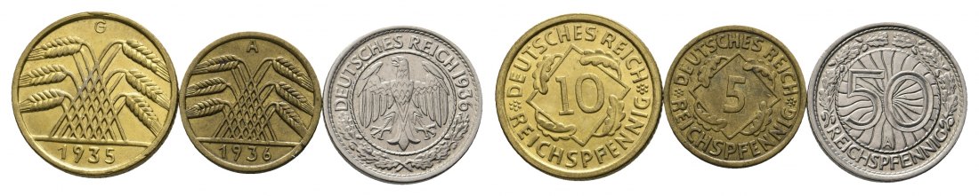  Drittes Reich; 3 Kleinmünzen   