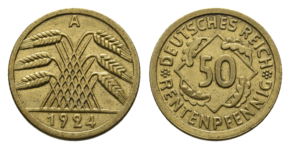  Weimarer Republik; 50 Pfennig 1924 A   