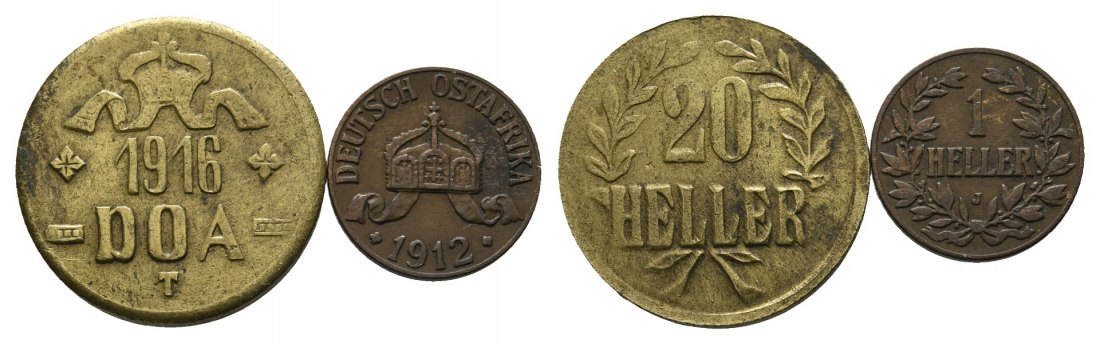  Deutsch - Ostafrika, 2 Kleinmünzen 1916/1912   