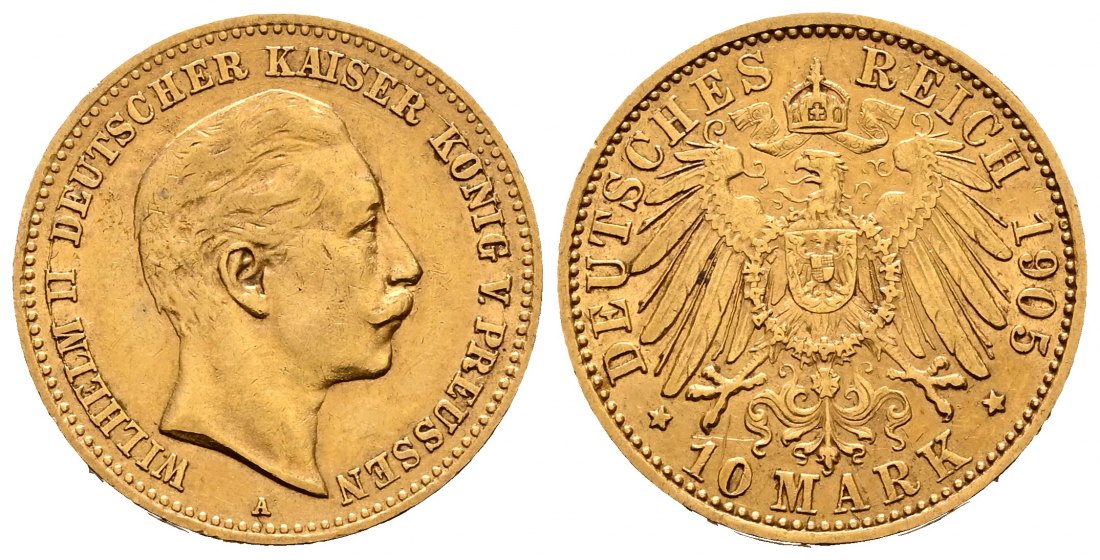PEUS 2730 Preußen - Kaiserreich 3,58 g Feingold. Wilhelm II.(1888 - 1918) 10 Mark GOLD 1905 A Sehr schön