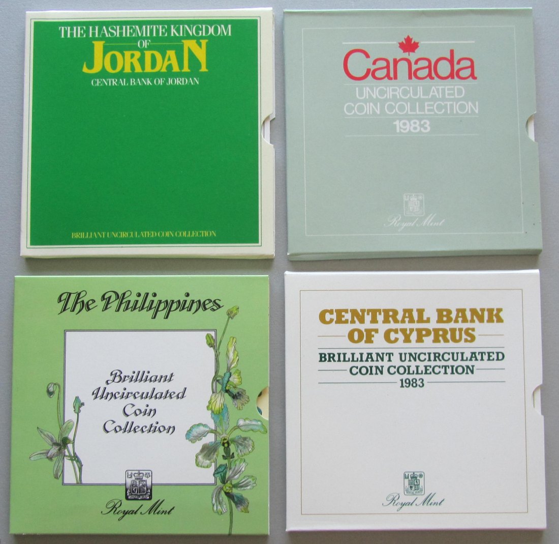  Jordanien/Kanada/Philippinen/Zypern: Kursmünzensätze 1983/1985   