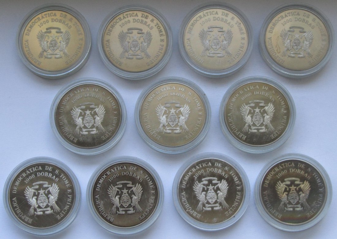 Sao Tome: Lot aus elf Olympiamünzen 1996   