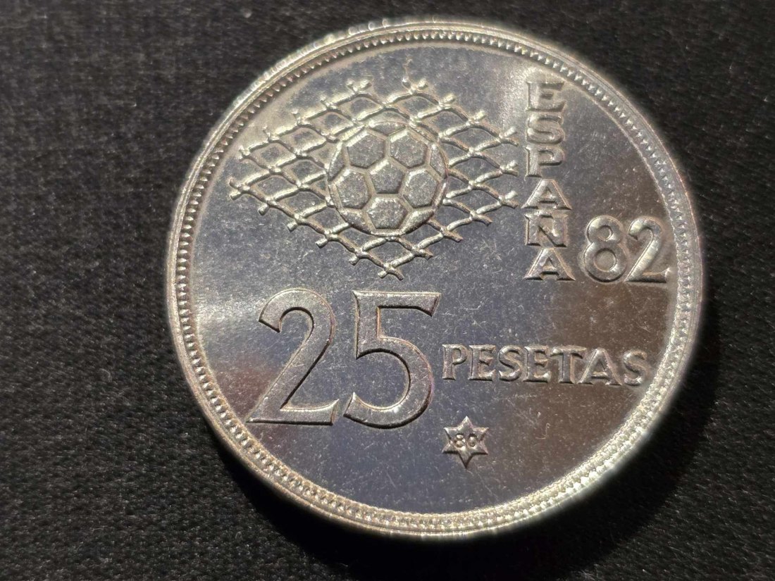  Spanien 25 Peseten 1980-Fussball STG   