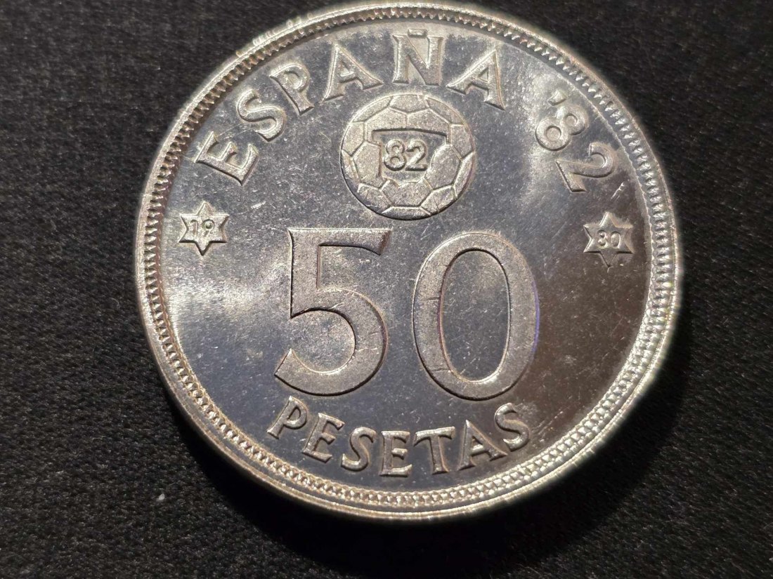  Spanien 50 Peseten 1980-Fussball STG   