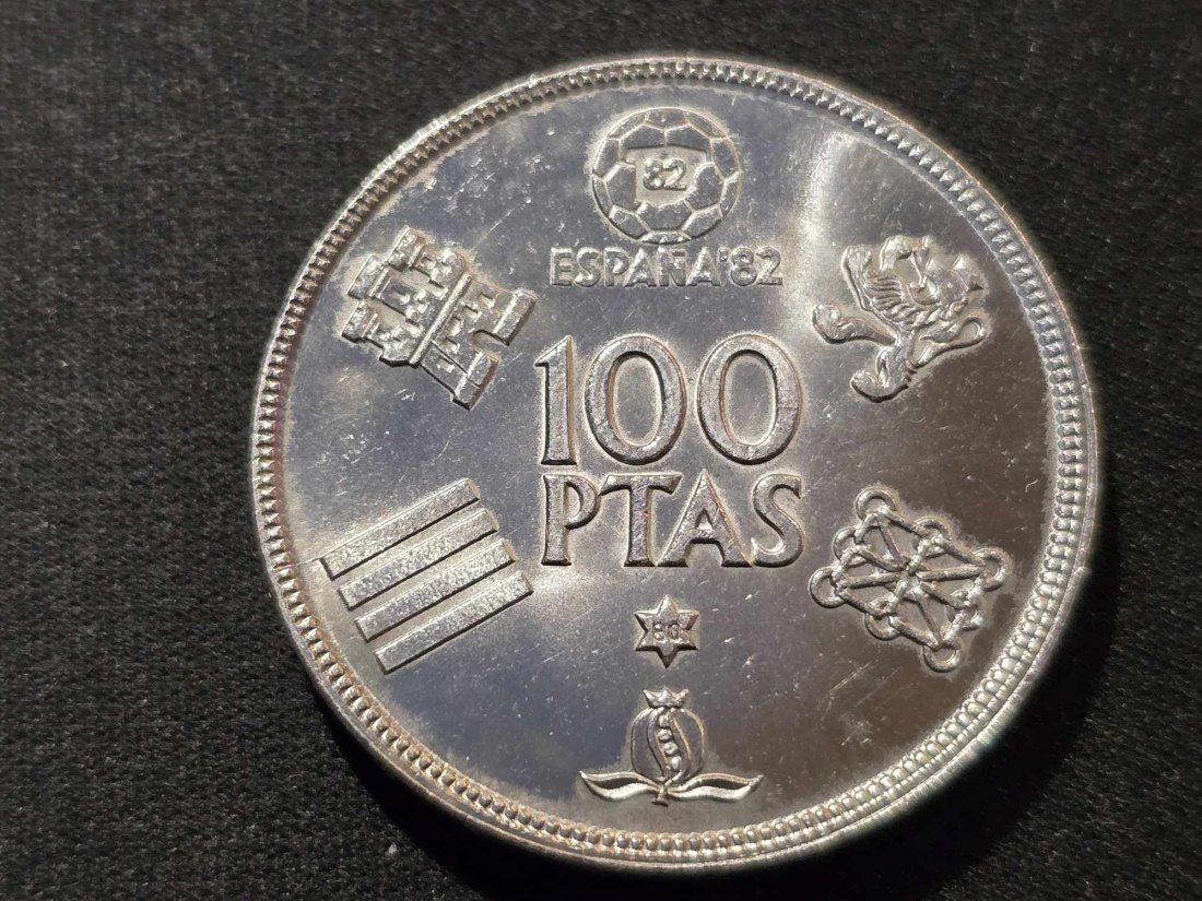  Spanien 100 Peseten 1980-Fussball STG   
