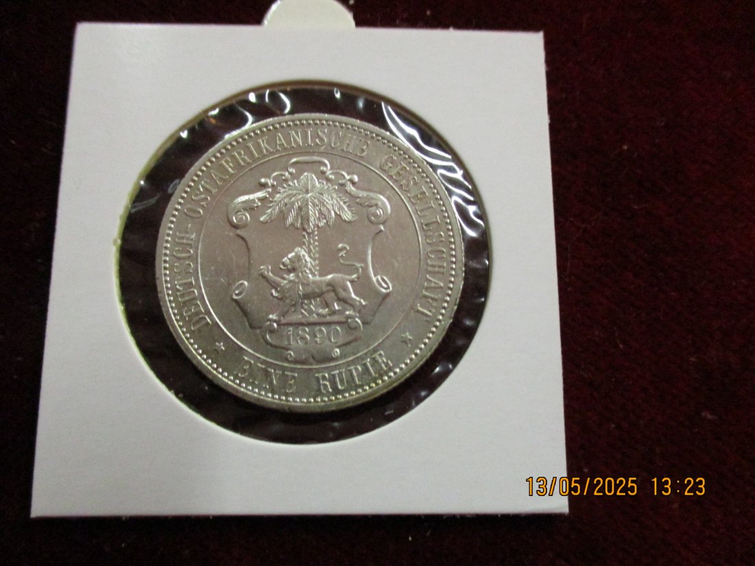  Silbermünze 1 Rupie 1890 Deutsch Ostafrika 916er Silber 11,66g rau - 1101363   