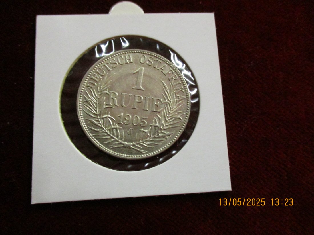  Silbermünze 1 Rupie 1905 Deutsch Ostafrika 916er Silber 11,66g rau - 1101363   