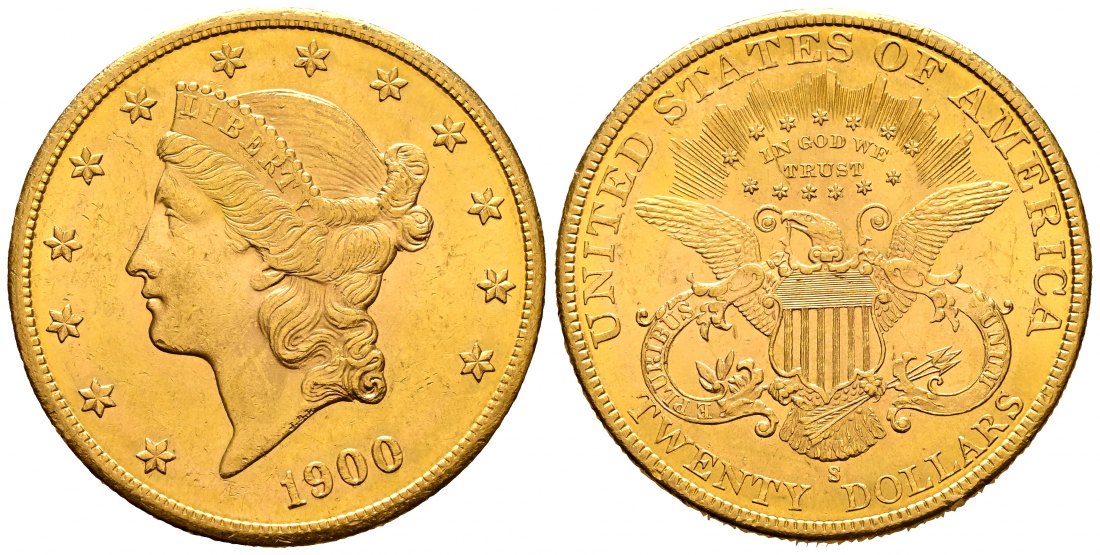 PEUS 2737 USA 30,1 g Feingold. Coronet Head 20 Dollars GOLD 1900 S Kratzer, Sehr schön