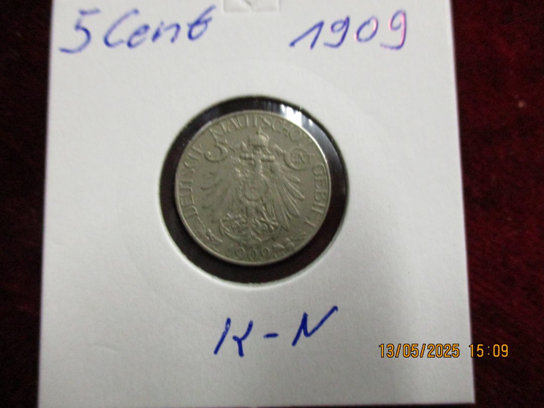  5 Cent 1909 Deutsch Kiautschou Gebiet Metall: K - N   