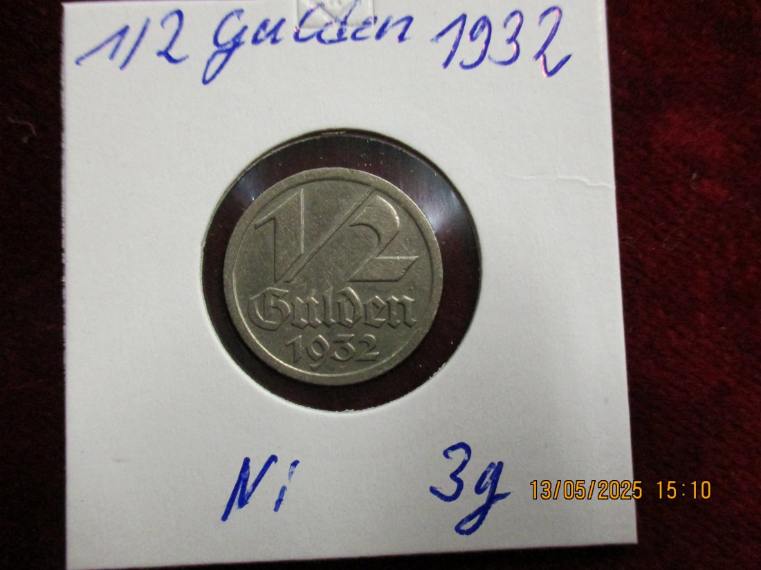  1/2 Gulden 1932 Danzig  Metall: Ni Gewicht: 3g   