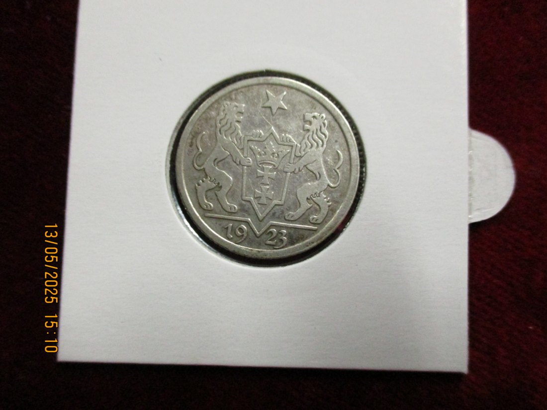  Silbermünze 1 Gulden 1923 Danzig 750er Silber Gewicht: 5g rau   
