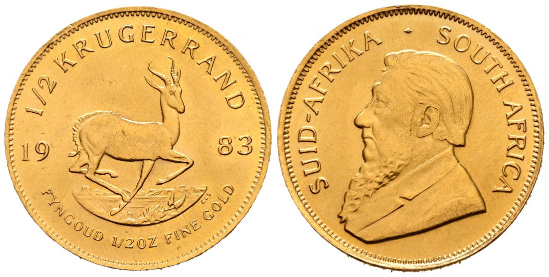 PEUS 2746 Süd-Afrika 15,55 g Feingold 1/2 Krügerrand GOLD 1/2 Unze 1983 Fast Stempelglanz