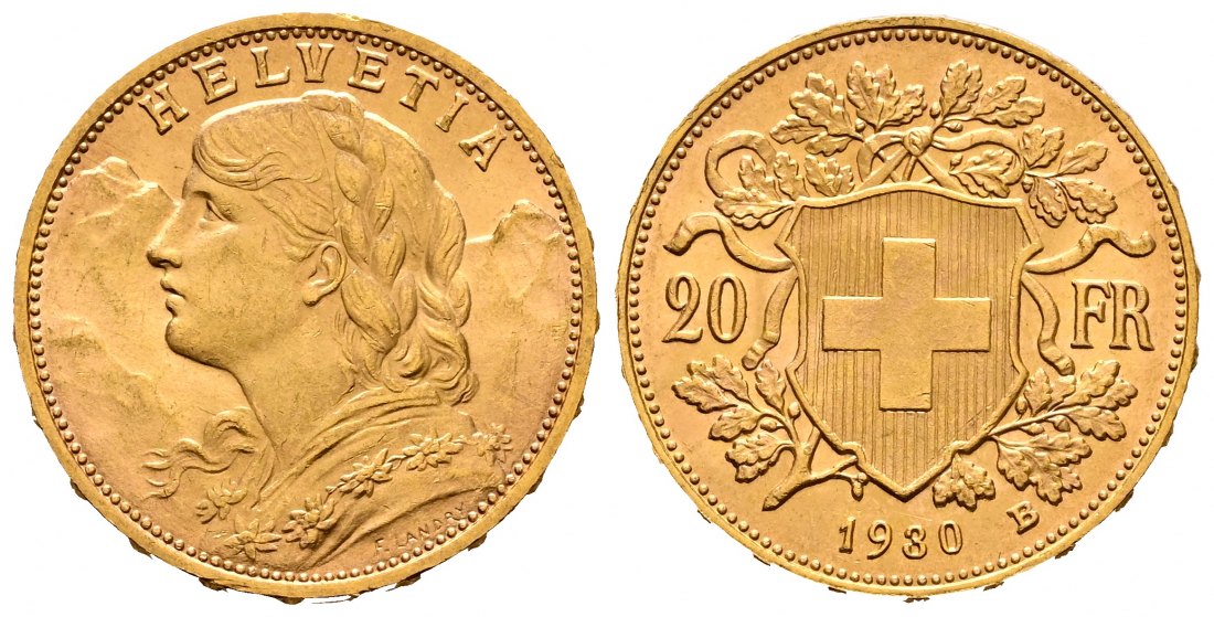 PEUS 2748 Schweiz 5,81 g Feingold. Vreneli 20 Franken GOLD 1930 B Vorzüglich