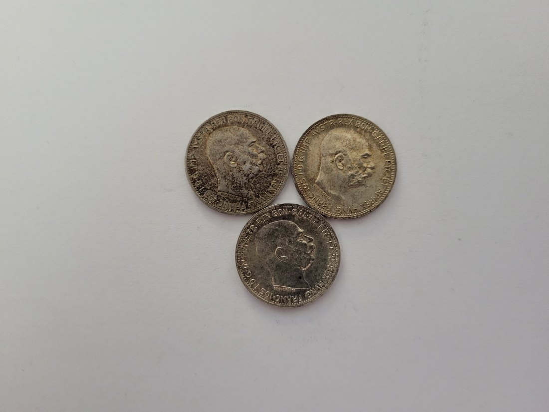  1 Krone 1915 3x á 4,17g fein silber Kronenwährung Österreich Spittalgold9800 (4508   