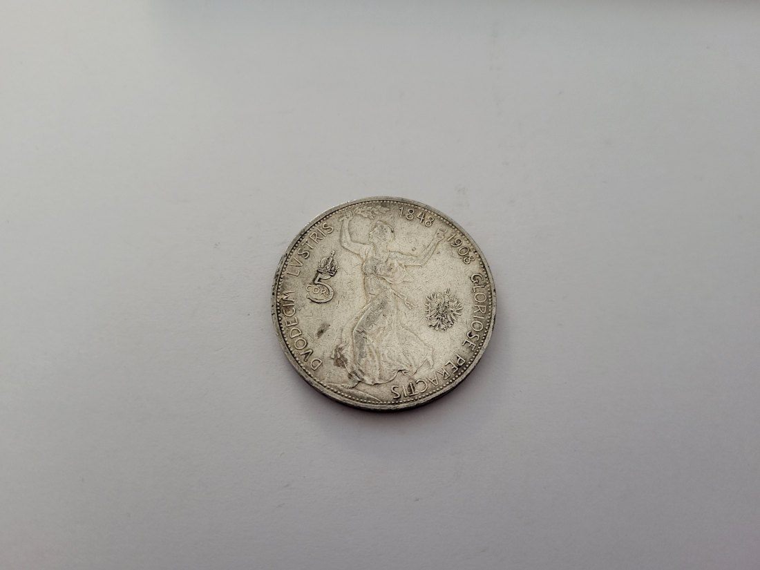  5 Kronen 1908 silber 21,6g fein Kronenwährung Österreich Franz Joseph I. Spittalgold9800 (4783)   