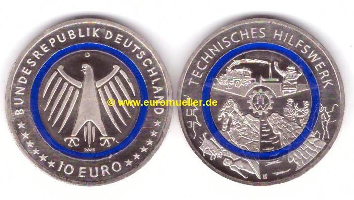 Deutschland 10 Euro Gedenkmünze 2025 -D-...THW   