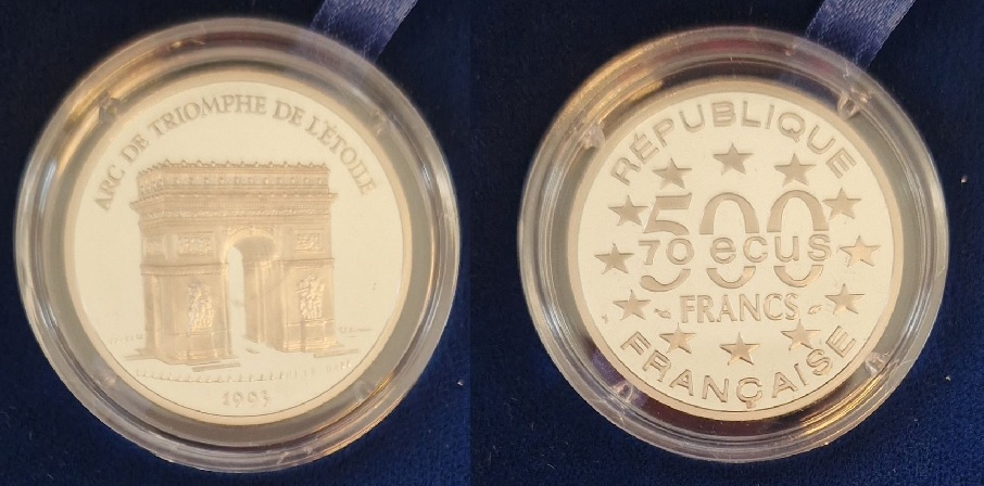  Frankreich 500 Fr 20 Gr. Triumphbogen 999 Platin 1993 Münzenankauf Koblenz Frank Maurer AJ12   