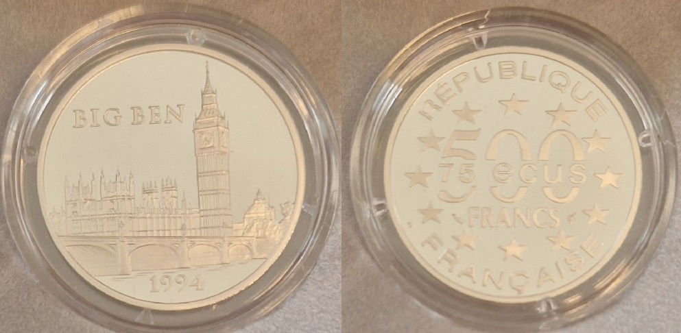  Frankreich 500 Fr 20 Gr. 999 Platin Big Ben 1994 Münzenankauf Koblenz Frank Maurer AJ13   
