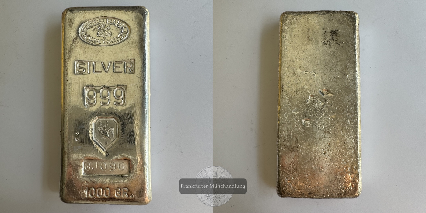  1kg Silberbarren Swiss Bank FM-Frankfurt Feinsilber: 999g   