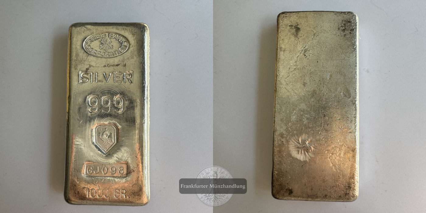  1kg Silberbarren Swiss Bank FM-Frankfurt Feinsilber: 999g   