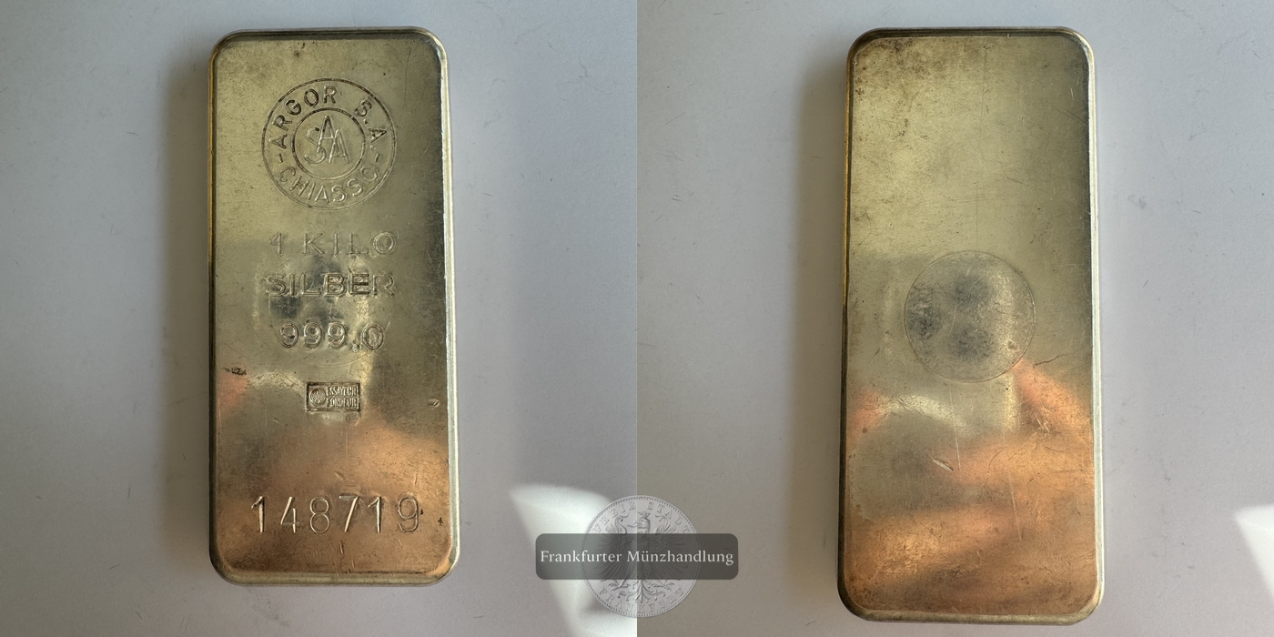  1kg Silberbarren Chiasso FM-Frankfurt Feinsilber: 999g   