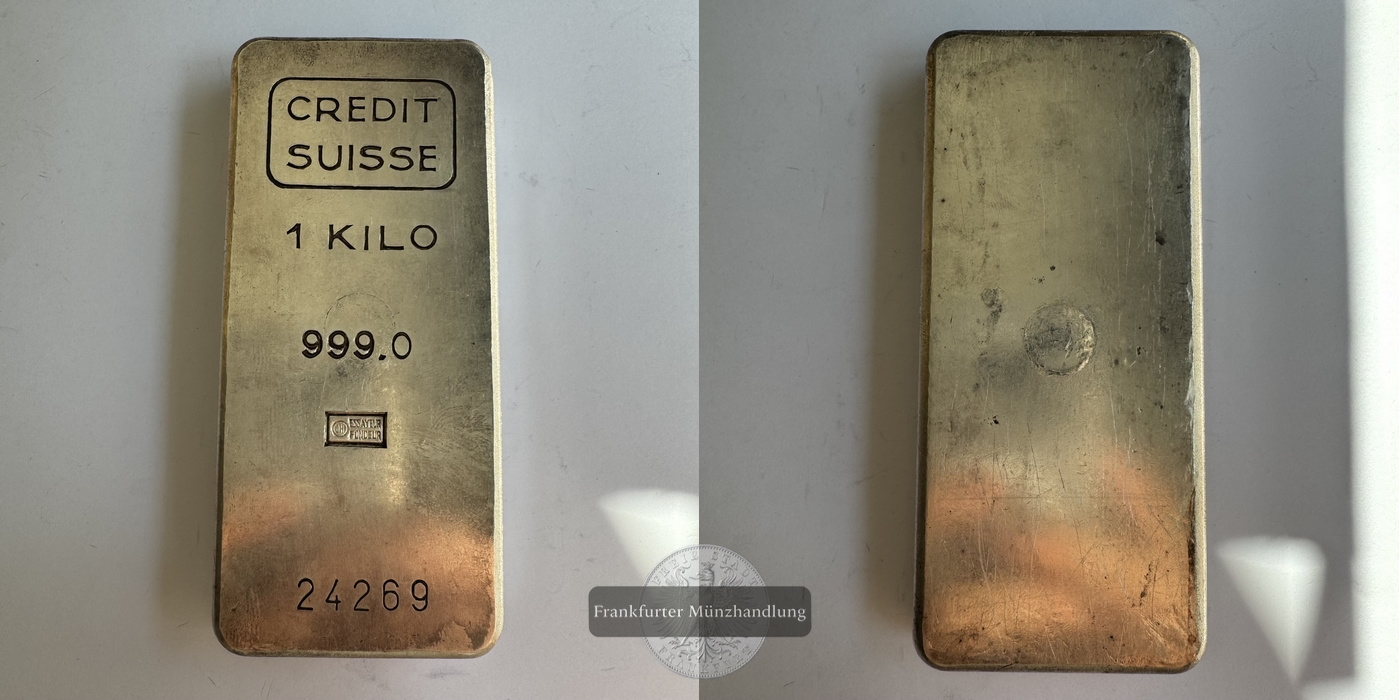  1kg Silberbarren Credit Suisse FM-Frankfurt Feinsilber: 999g   