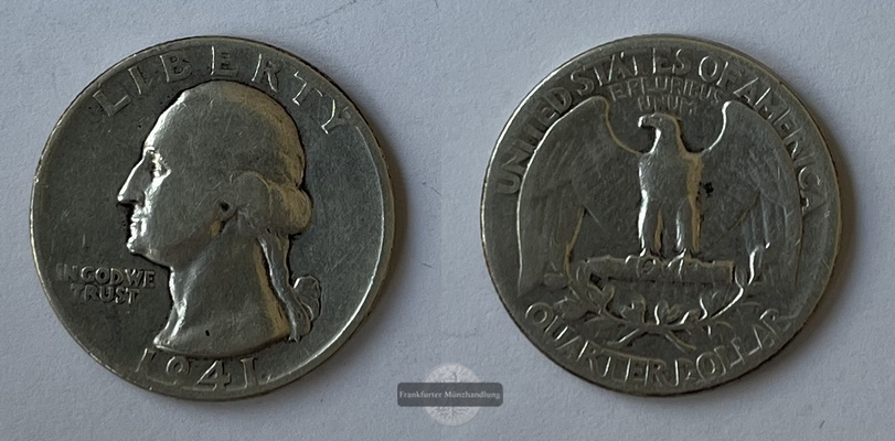  USA Quarter Dollar 1941 Washington Silver Quarter KM#164 FM-Frankfurt  Feinsilber: 5,63g   